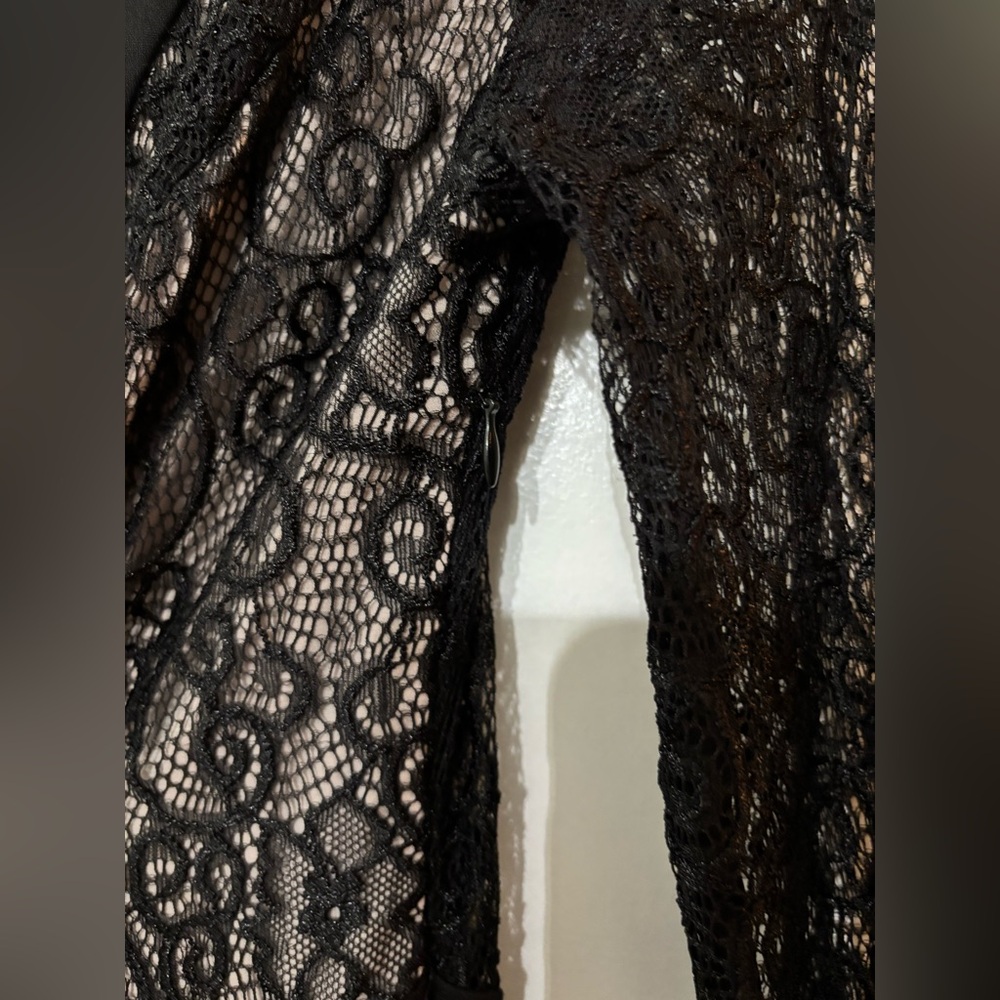 Antonio Berardi Women Black Sheer Back Long Sleeve Dress Size 38 - Picture 10 of 13